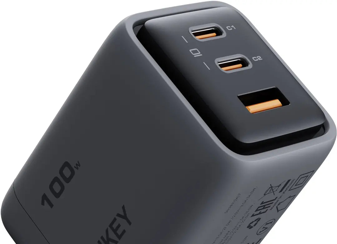 AUKEY Comet Mix 100W GaN PD PA-C5 4-Port, Wall Charger Grey