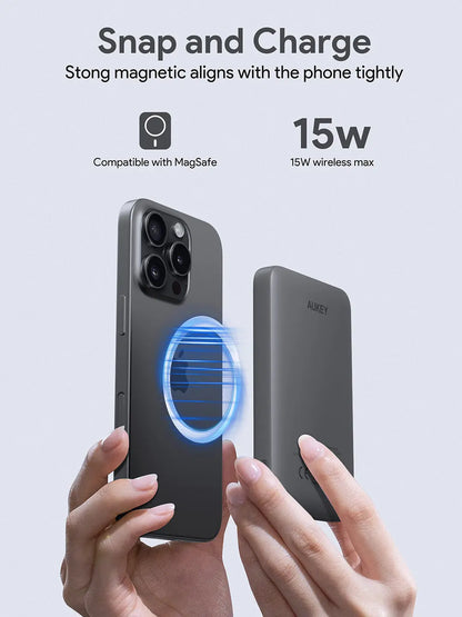 AUKEY MagFusion 5000mAh PB-MS03 GR Powerbank Wireless Grey