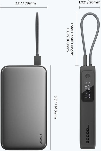 AUKEY Spark Sling 20000mAh PB PB-Y48 100W PD Bild-in-USB-C Cal.Gr