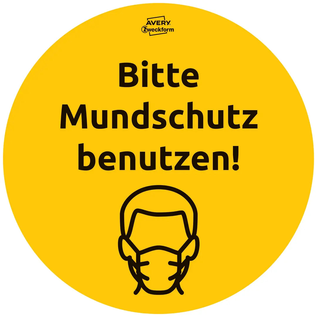 AVERY ZWECKFORM Hinweis-Aufkleber DE 20cm 49404Z Mundschutz 12 Stück