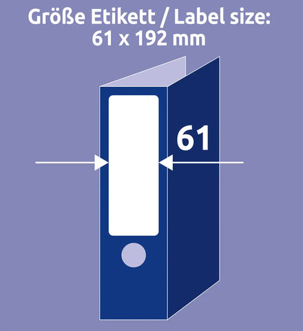 AVERY ZWECKFORM Ordner-Etiketten 61x192mm L4761-25 weiss 120 Stück/25 + 5 Blatt