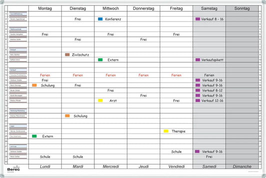 BEREC Wochenplaner 60 x 90cm B 326 für 30 Personen