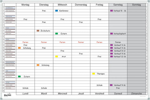 BEREC Wochenplaner 60 x 90cm B 326 für 30 Personen