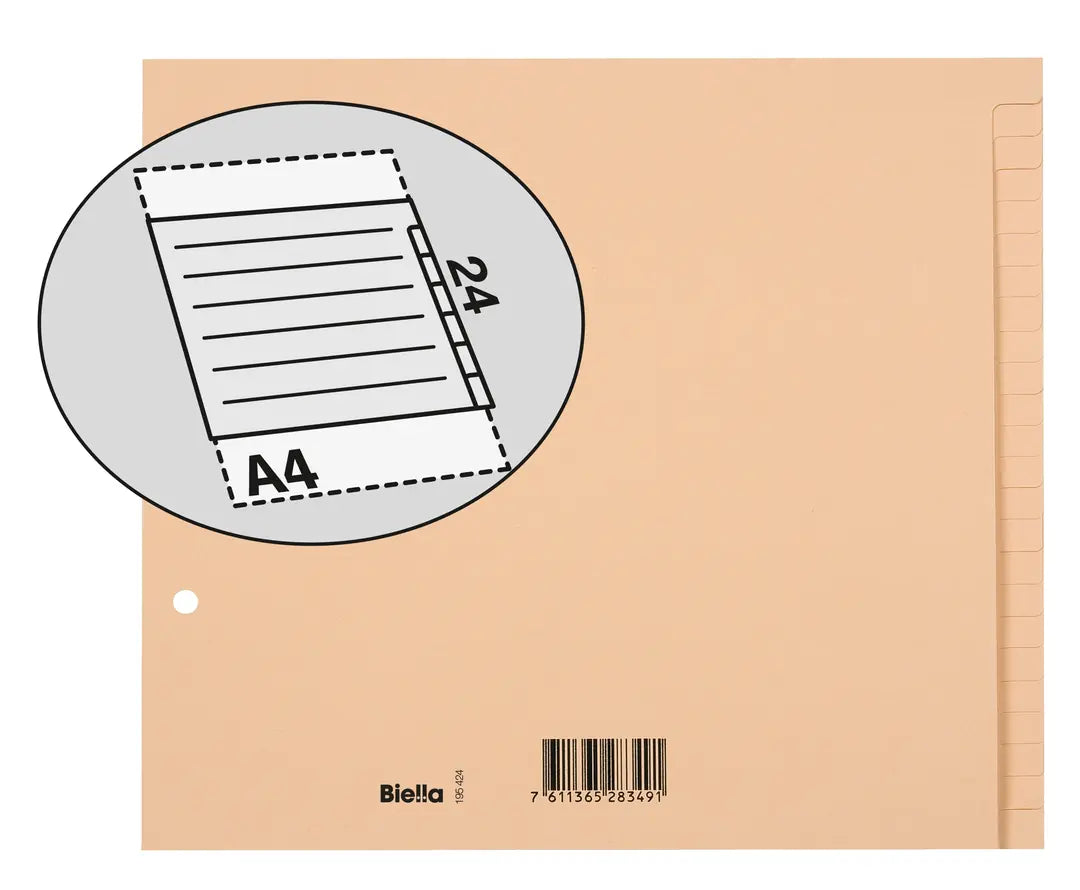 BIELLA Kartonregister A4 19542400U braun blanko 24-teilig