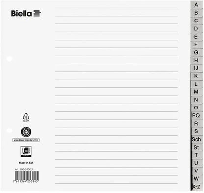 BIELLA Register PP A4 1/2 H. 19642400U grau A-Z 24-teilig