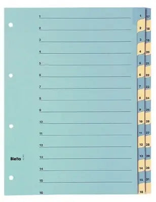 BIELLA Kartonregister 210g A4 46244300U blau/gelb 1-31