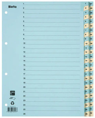 BIELLA Kartonregister 210g A4 46244500U blau/gelb 1-52
