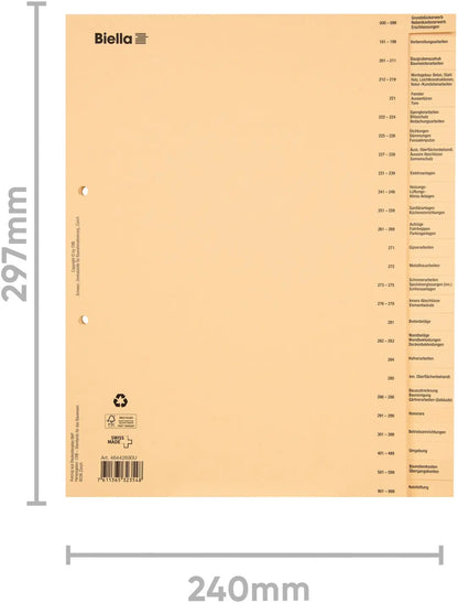 BIELLA Bauabrechnungsregister A4 46442690U braun DE 26-teilig