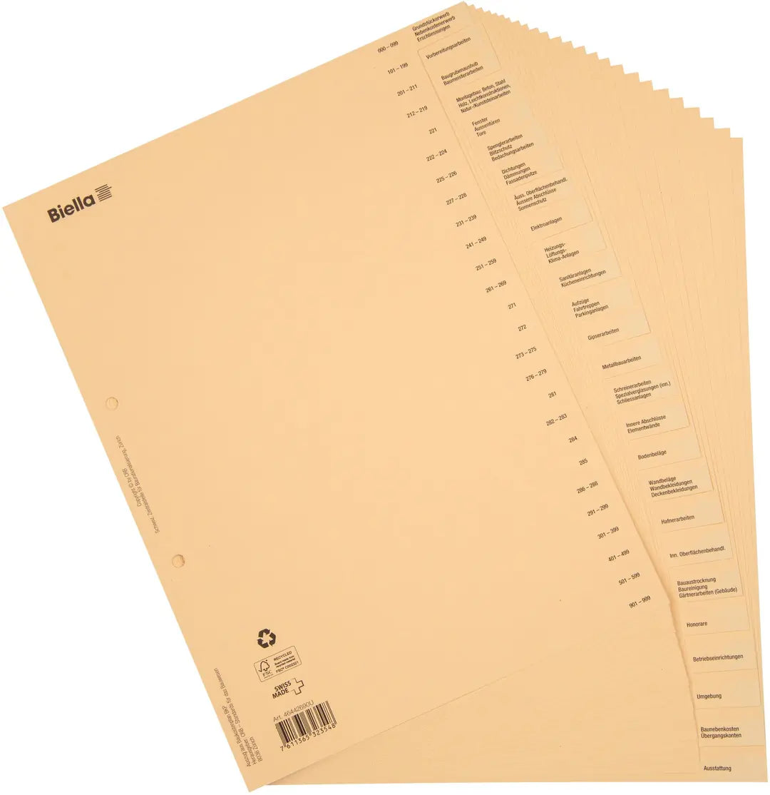 BIELLA Bauabrechnungsregister A4 46442690U braun DE 26-teilig