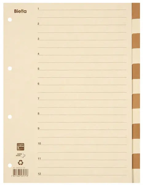 BIELLA Kartonregister A4 46444100U braun/beige 12-teilig