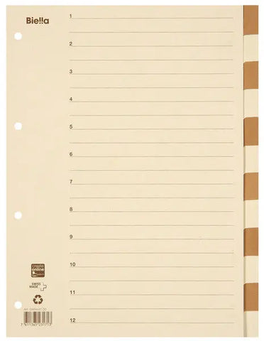 BIELLA Kartonregister A4 46444100U braun/beige 12-teilig