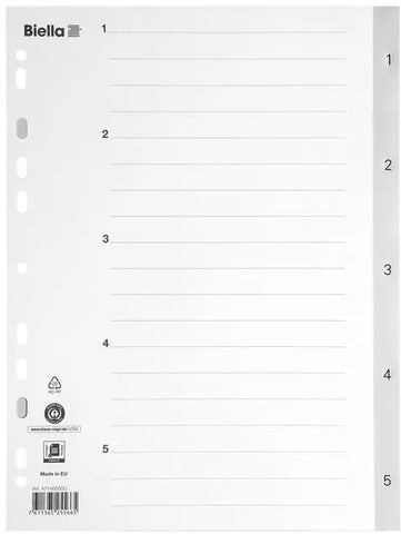 BIELLA Register PP A4 47140500U grau 1-5