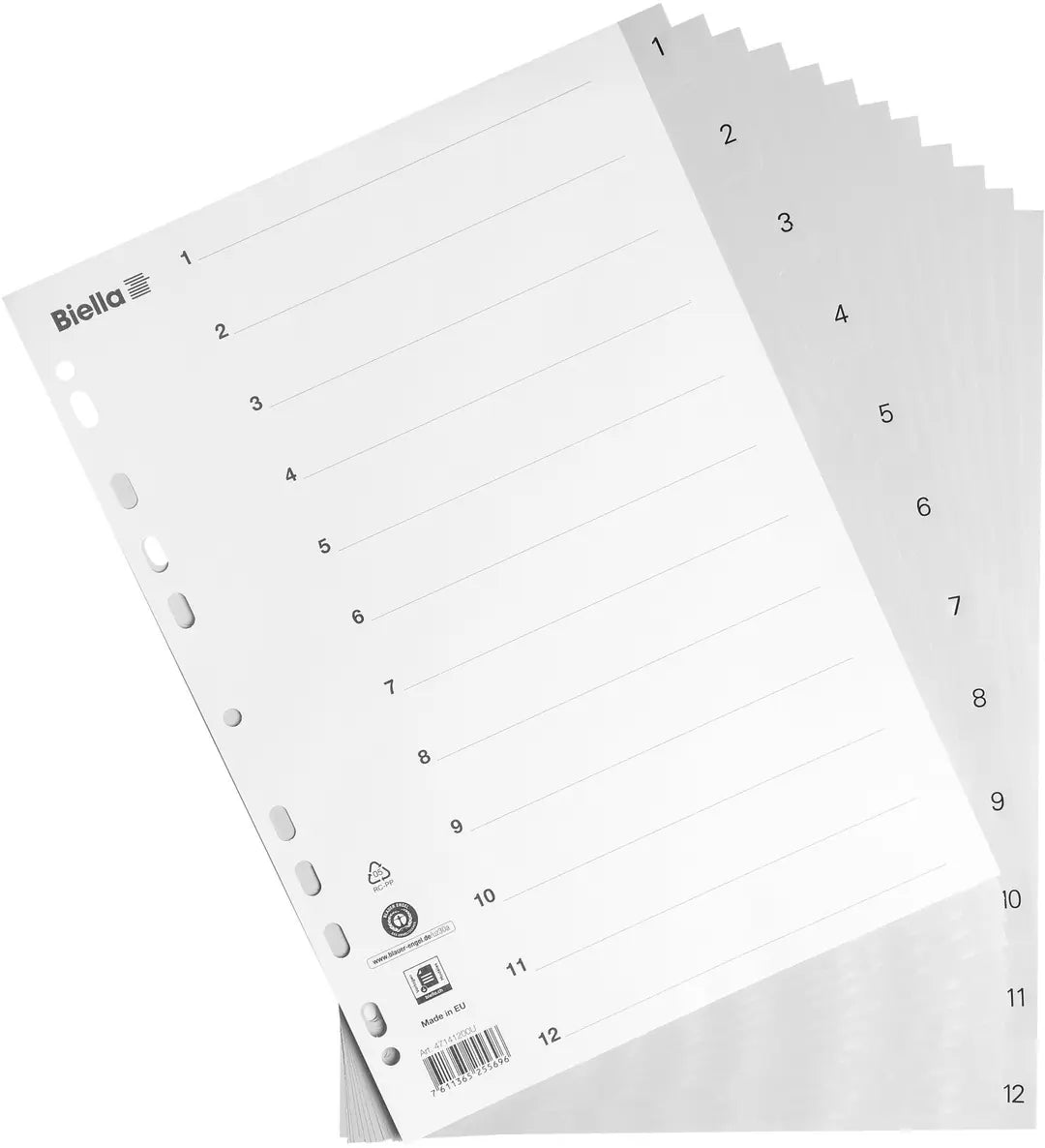 BIELLA Register PP A4 47141200U grau 1-12