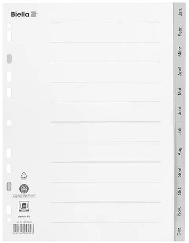 BIELLA Register PP A4 47141390U grau Jan-Dez DE