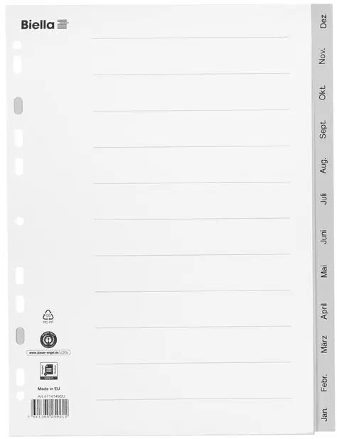 BIELLA Register PP A4 47141490U grau Dez-Jan DE