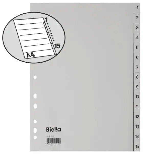 BIELLA Register PP A4 47141500U grau 1-15