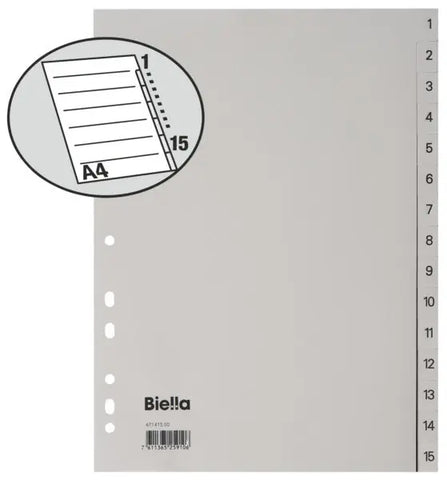 BIELLA Register PP A4 47141500U grau 1-15