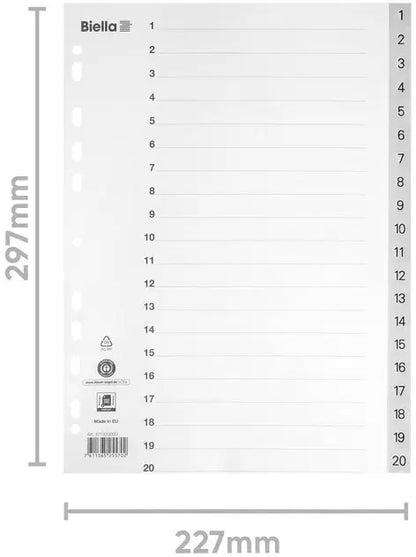 BIELLA Register PP A4 47142000U grau 1-20