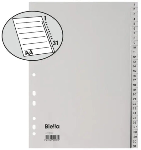 BIELLA Register PP A4 47143100U grau 1-31