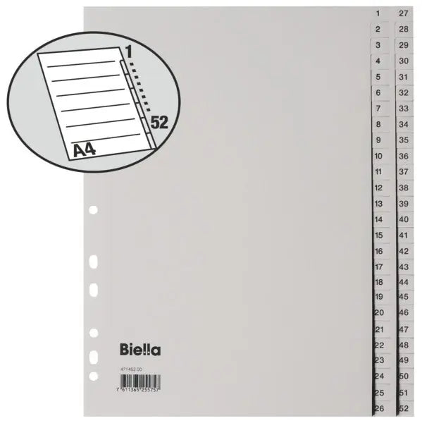 BIELLA Register PP A4 47145200U grau 1-52