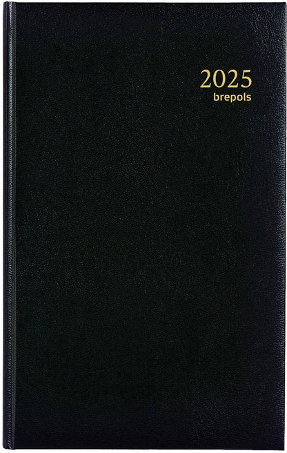BREPOLS Agenda Saturn. Basic Lima 2025 0.015.1255 1T/1S schwarz 13x20.8cm