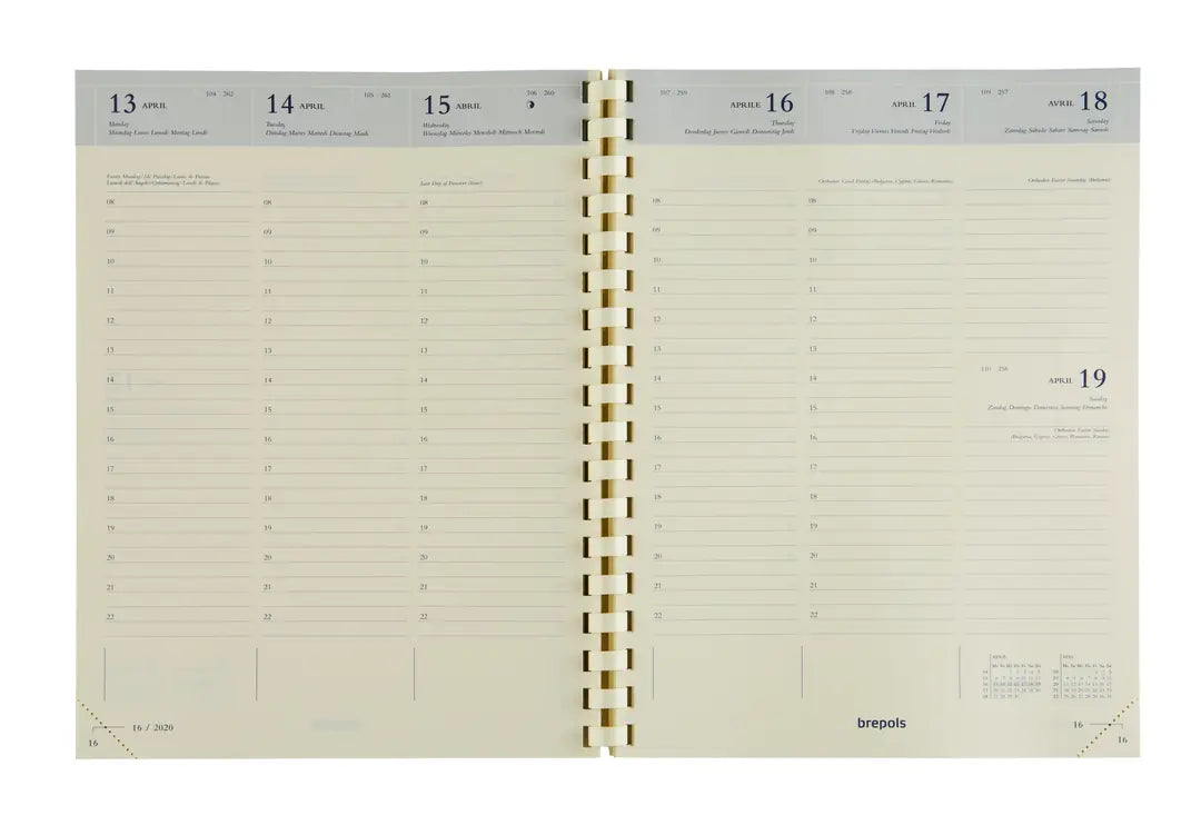 BREPOLS Agenda Timing 2026 0.136.9900 1W/2S Ersatz chamois 16.8x22cm