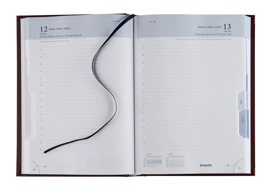 BREPOLS Agenda Minister Lima 2025 0.218.1256 1T/1S schwarz 14.8x21cm