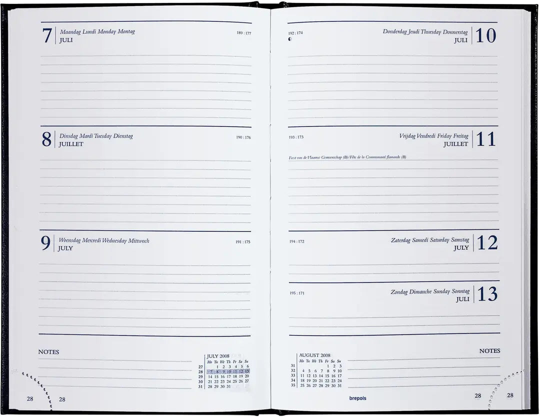 BREPOLS Agenda Saturnus 231 Lima 2025 0.231.1255 1W/2S schwarz 13.5x21cm