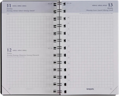 BREPOLS Agenda Building Recycled 2025 0.414.4910 1T/1S schwarz 10x16.5cm