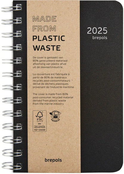 BREPOLS Agenda Building Recycled 2025 0.414.4910 1T/1S schwarz 10x16.5cm