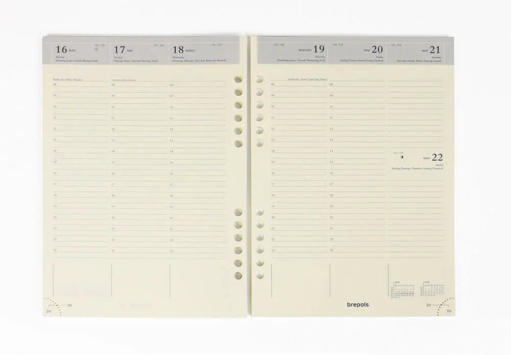 BREPOLS Agenda Brefax 7 open-ring 2025 0.510.9900 1W/2S Ersatzkalender 14.5x21cm