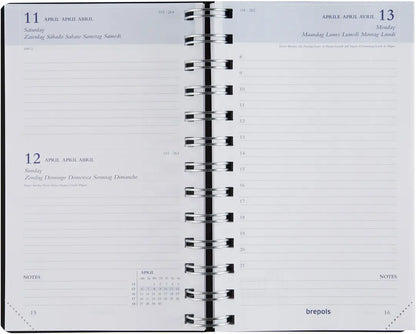 BREPOLS Agenda Breform Polyprop 2025 0.516.4910 1T/1S schwarz 10x16.5cm