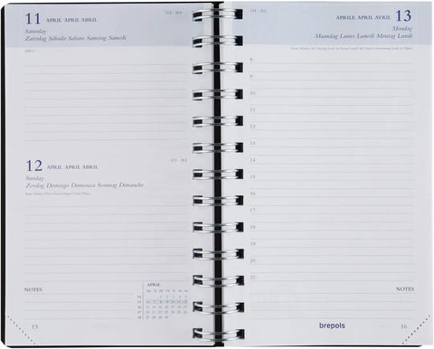 BREPOLS Agenda Breform Polyprop 2025 0.516.4910 1T/1S schwarz 10x16.5cm