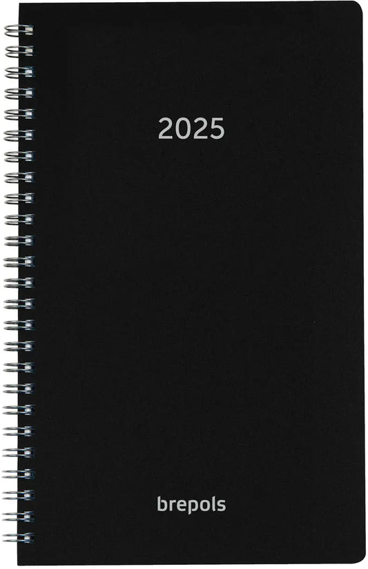 BREPOLS Agenda Breform Polyprop 2025 0.516.4910 1T/1S schwarz 10x16.5cm