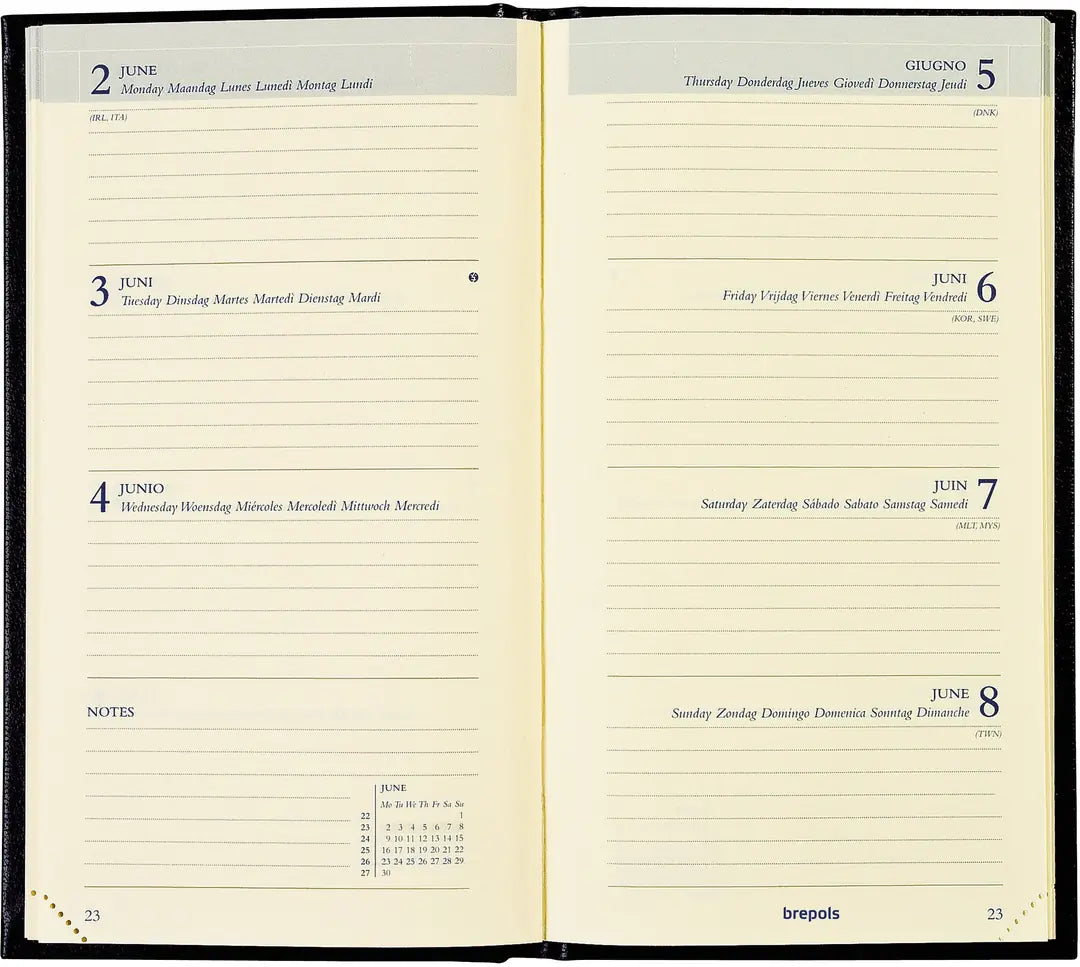 BREPOLS Agenda Interplan Lima Ku. 2025 0.736.1255 1W/2S blau 9x16cm
