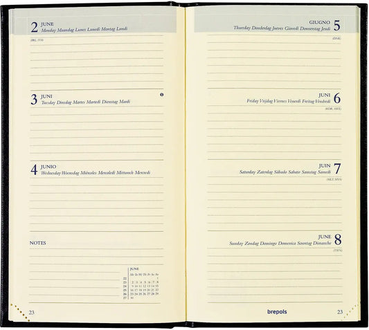 BREPOLS Agenda Interplan Lima Ku. 2025 0.736.1255 1W/2S blau 9x16cm