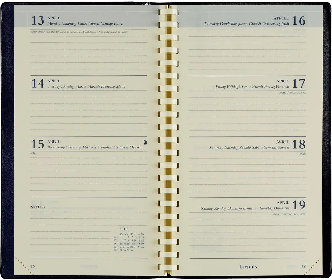 BREPOLS Agenda Interplan Seta 2025 0.736.2121 1W/2S bordeaux 9x16cm