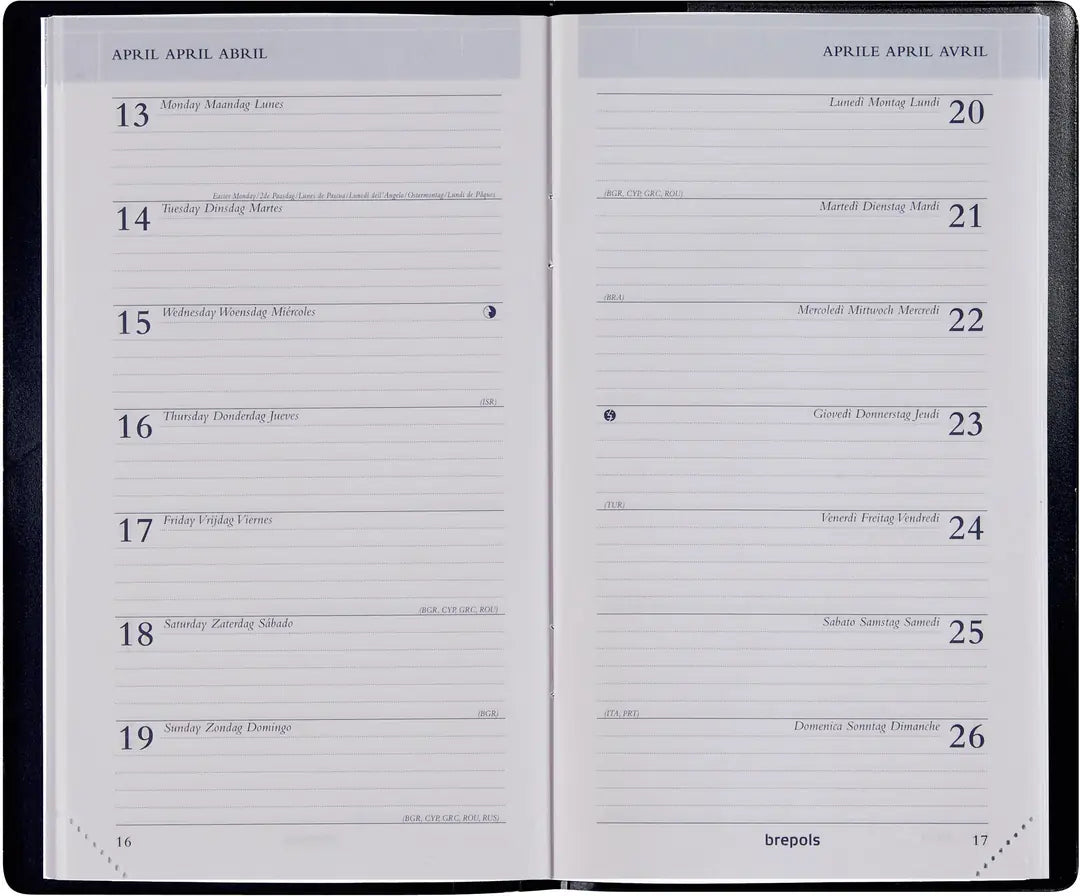 BREPOLS Agenda Breplan Genova Pla 2025 0.774.2051 1W/1S schwarz 9x16cm