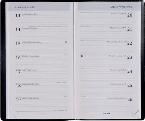 BREPOLS Agenda Breplan Genova Pla 2025 0.774.2051 1W/1S schwarz 9x16cm