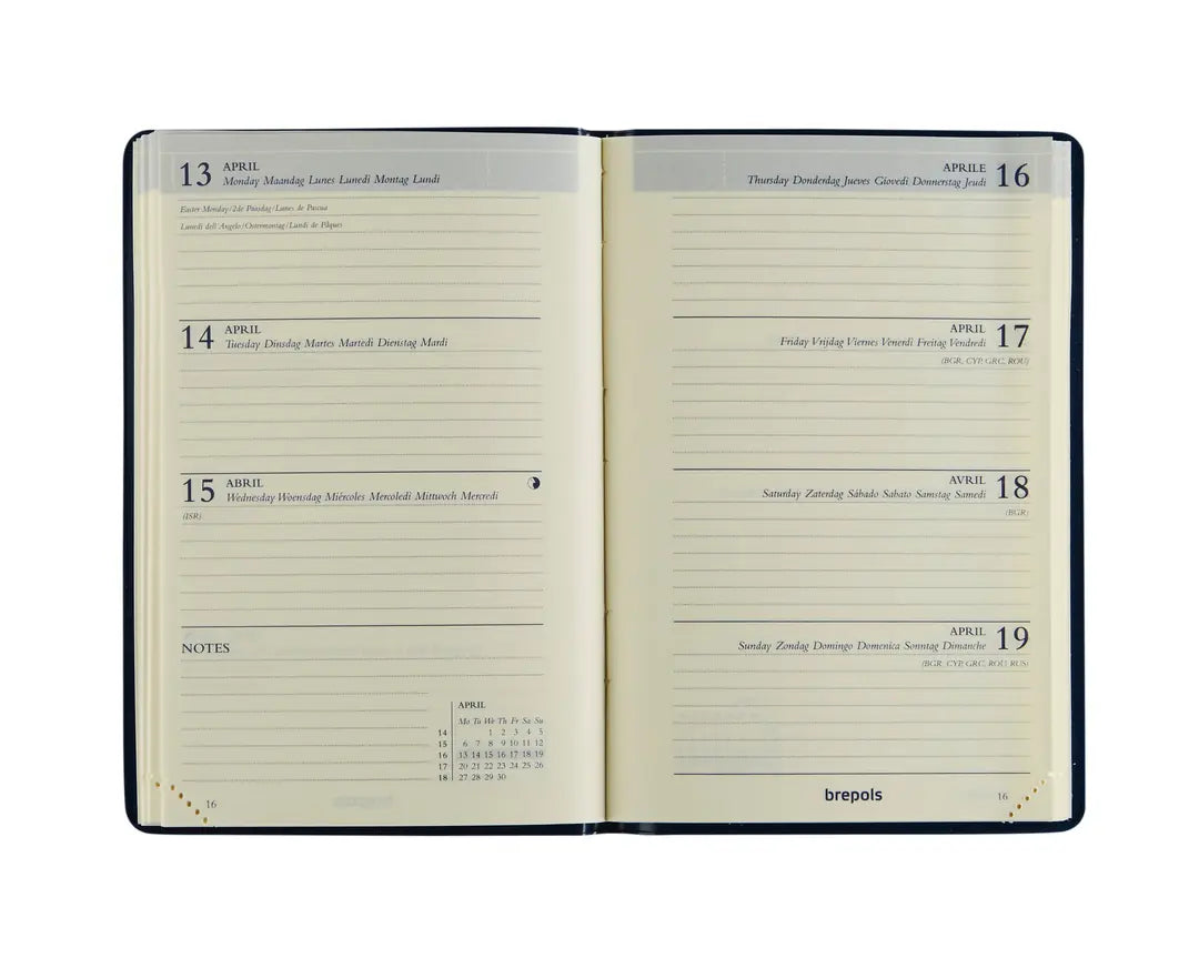BREPOLS Agenda Delta 834 Seta 2025 0.834.2120 1W/2S schwarz 8.1x12.5cm