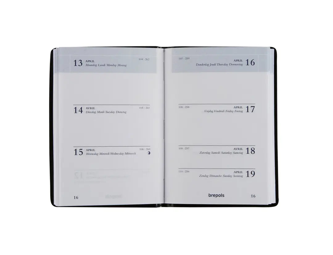 BREPOLS Agenda Armada 931 Seta 2025 0.931.2120 1W/2S schwarz 6.8x10.2cm