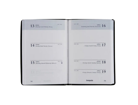 BREPOLS Agenda Armada 931 Seta 2025 0.931.2120 1W/2S schwarz 6.8x10.2cm
