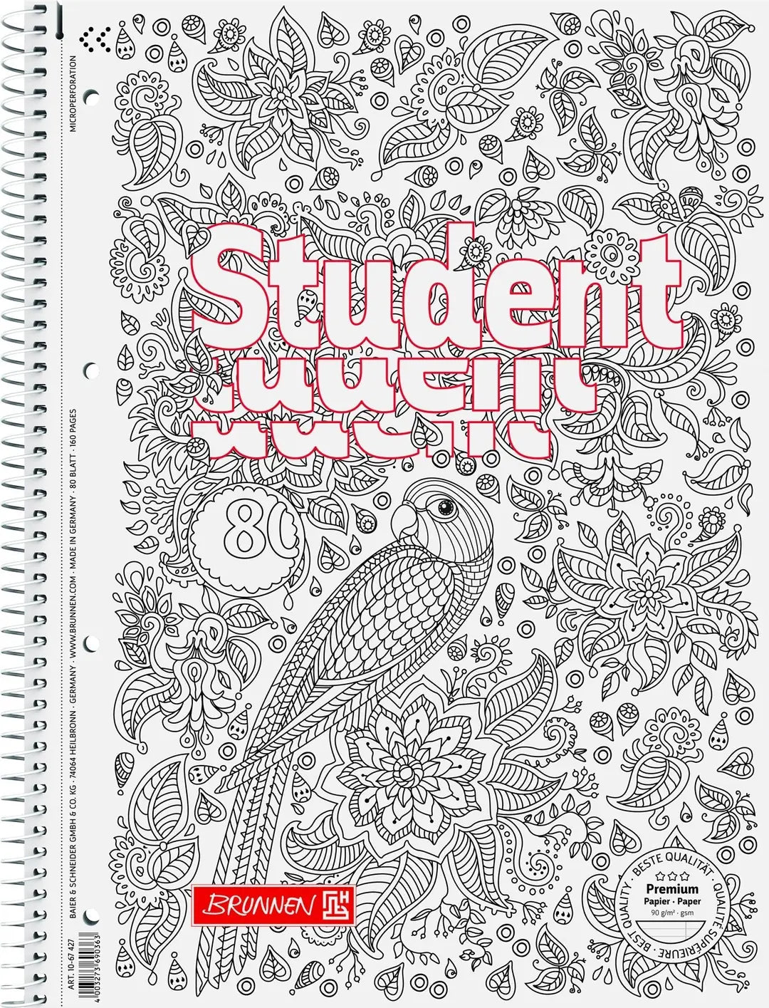 BRUNNEN Brunnen Collegeblock Student 1067427 A4 liniert mit Rand 80 Blatt