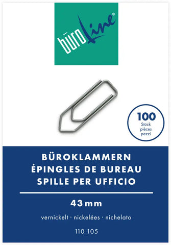 BÜROLINE Büroklammern Gr.5 110105 vernickelt, 43mm 100 Stück