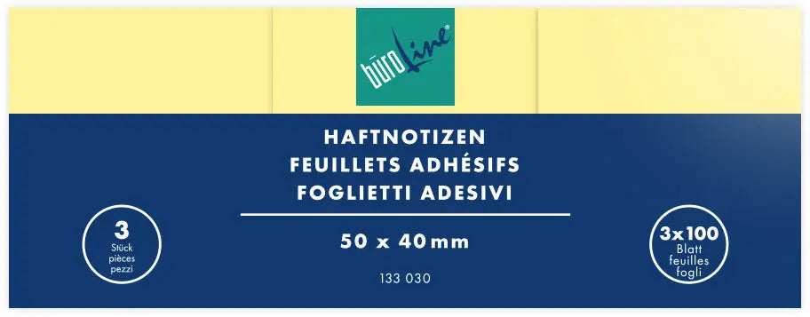 BÜROLINE Haftnotizen 50x40mm 133030 gelb 3x100 Blatt