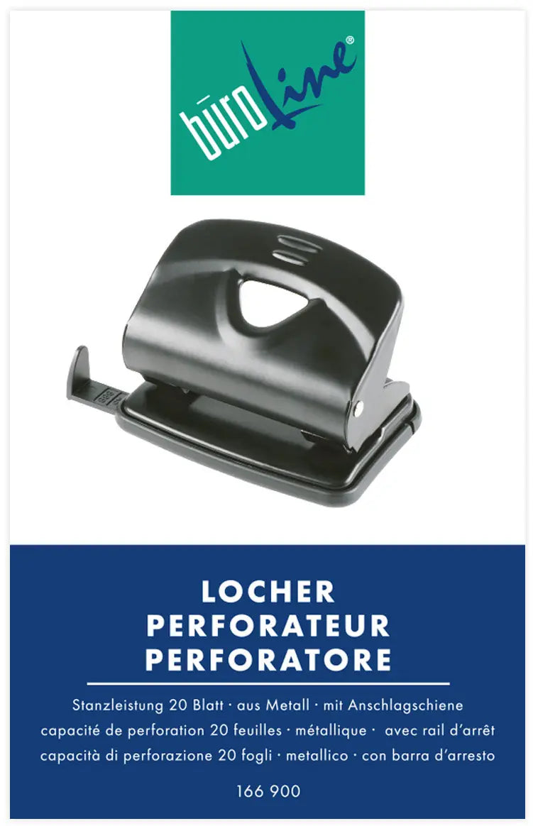 BÜROLINE Bürolocher 166900 schwarz 20 Blatt