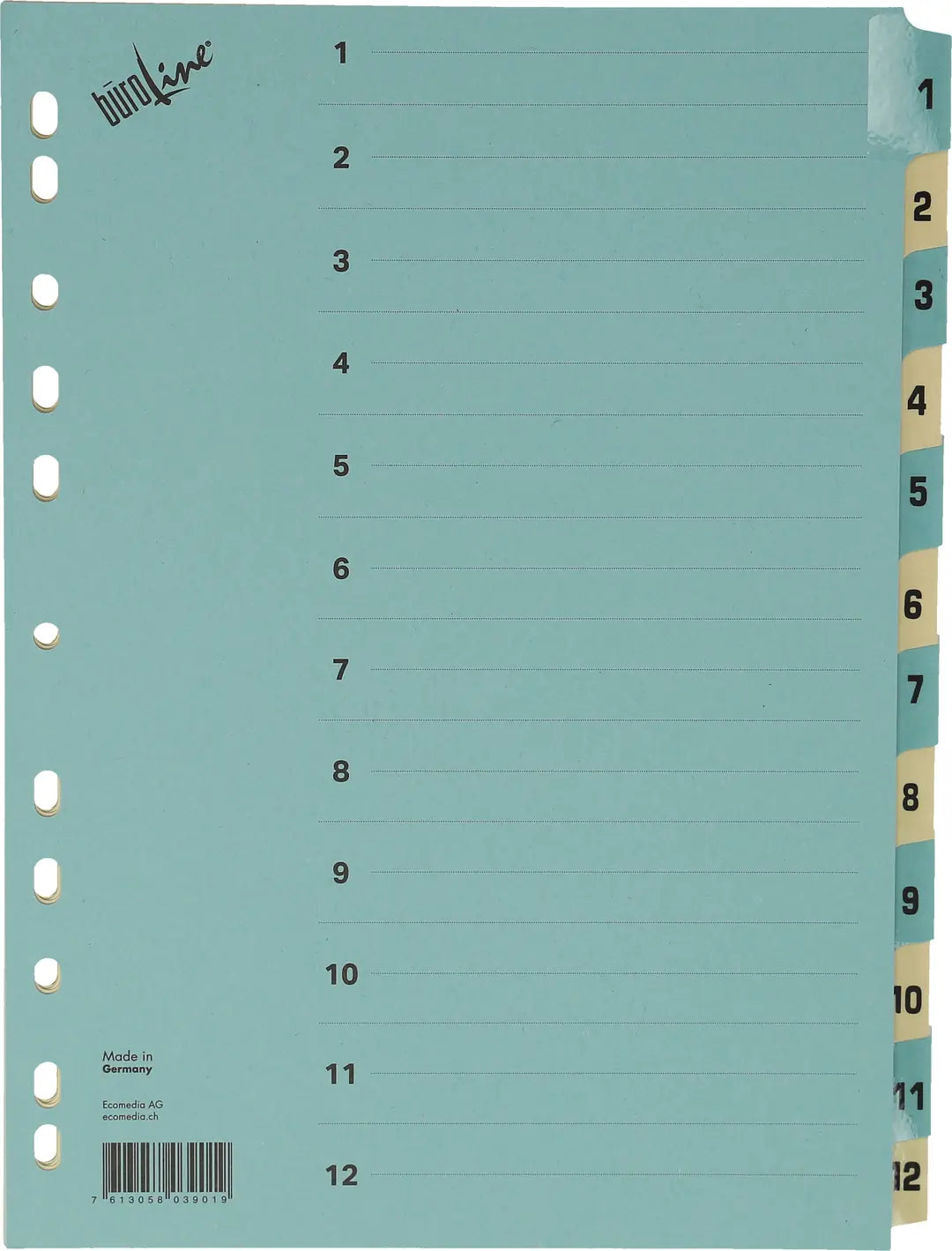 BÜROLINE Kartonregister A4 40550 blau/beige 1-12