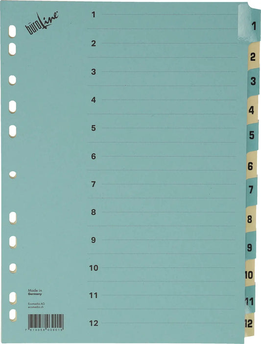 BÜROLINE Kartonregister A4 40550 blau/beige 1-12