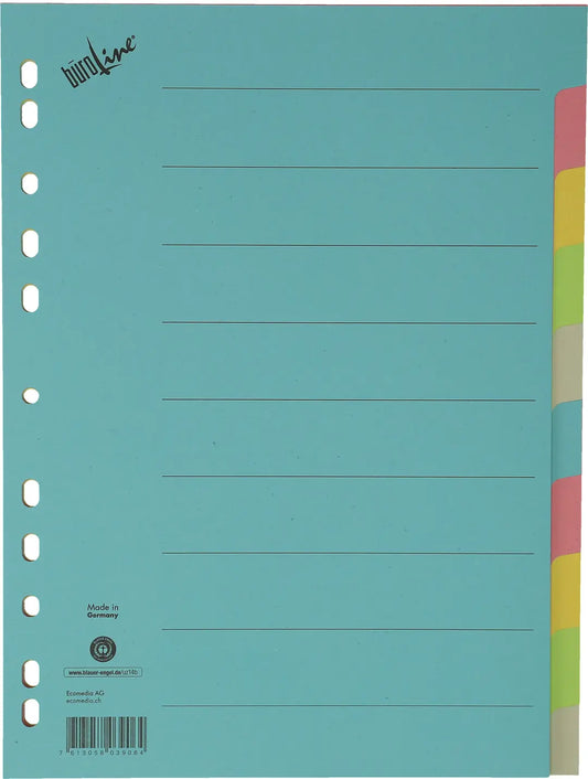 BÜROLINE Kartonregister A4 40580 bunt 10-teilig