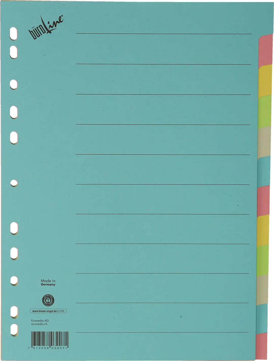 BÜROLINE Kartonregister A4 40582 bunt 12-teilig